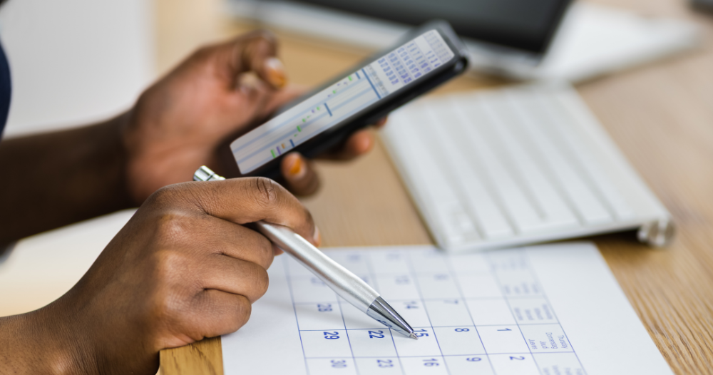 A person takes time to work out their schedule and plan ahead so they use their time well, a skill that every paid caregiver benefits from.